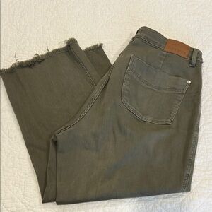 Judy Blue Olive Green Frayed Hem Jeans